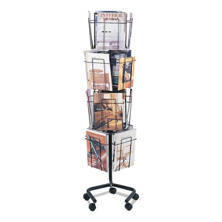 SAFCO Wire Rotary Display Racks, 16 Compartments, 15w x 15d x 60h, Charcoal 4139CH